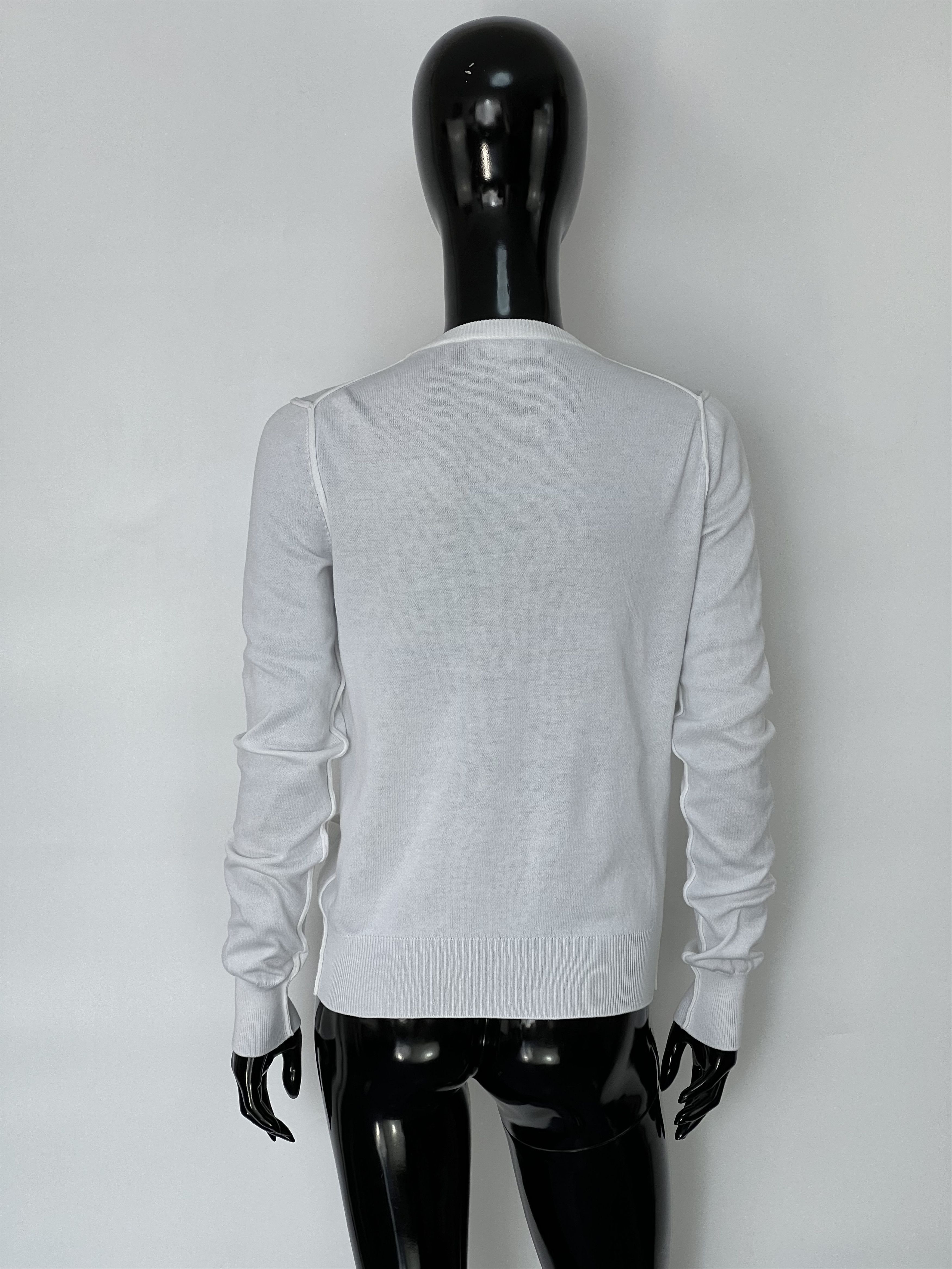 Dolce & Gabbana Dolce & Gabbana White Cotton Long Sleeve V-Neck Cardigan Size M / US 6-8 / IT 42-44 - 3 Thumbnail