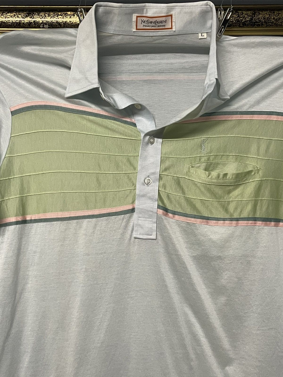 Yves Saint Laurent Vintage Yvesaintlaurent Light Pastel Colour Polo Sporty Look Size US L / EU 52-54 / 3 - 3 Thumbnail