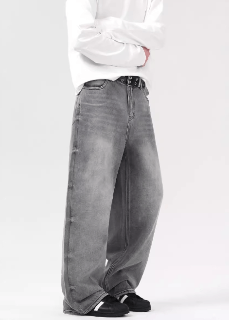 Japanese Brand × Jean American grey washed distressed loose straight jeans Size US 32 / EU 48 - 3 Thumbnail
