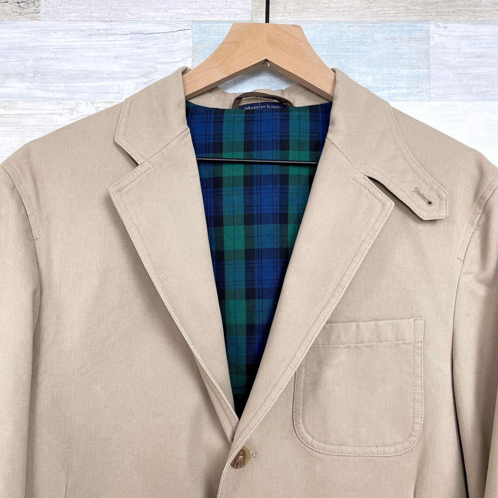 Lands' End Lands End Twill Sport Coat Beige Elbow Patches Mens 40R Size 40R - 2 Thumbnail