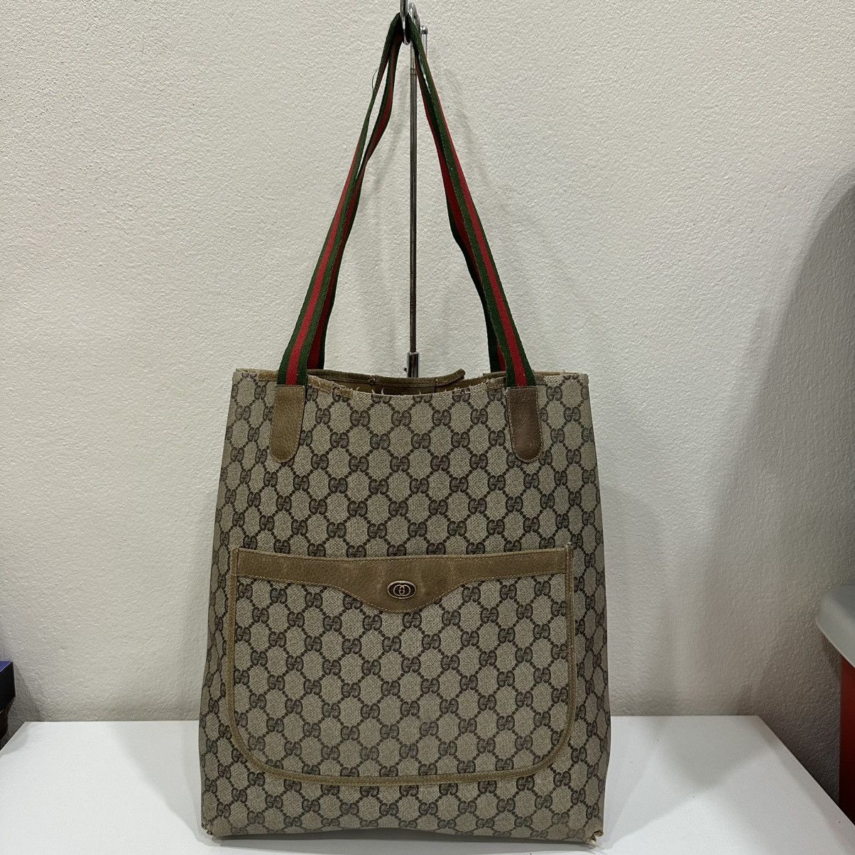 Gucci COMBO SALE!!! VINTAGE GUCCI WEB TOTE BAG SHERRY LINE COMBO!! Size ONE SIZE - 5 Thumbnail