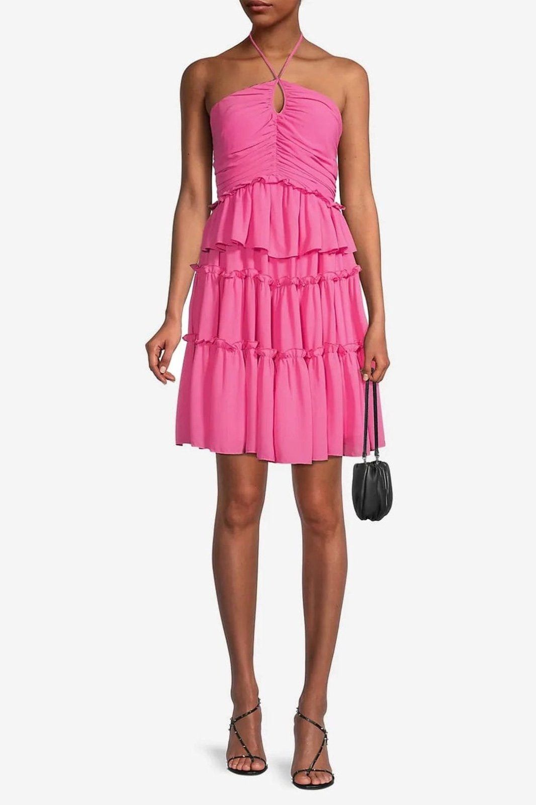 Badgley Mischka ONE33 SOCIAL Pink Tiered Keyhole Cocktail Dress Size XS / US 0-2 / IT 36-38 - 1 Thumbnail
