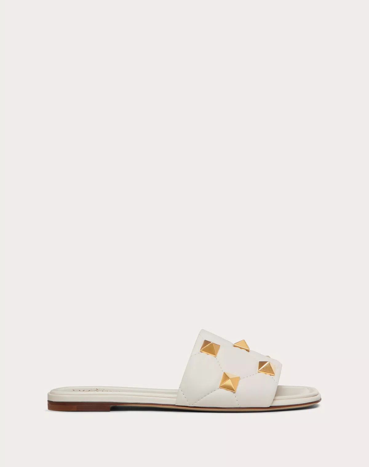 o1s1wg110625 Roman Stud Flat Slide Sandal in White