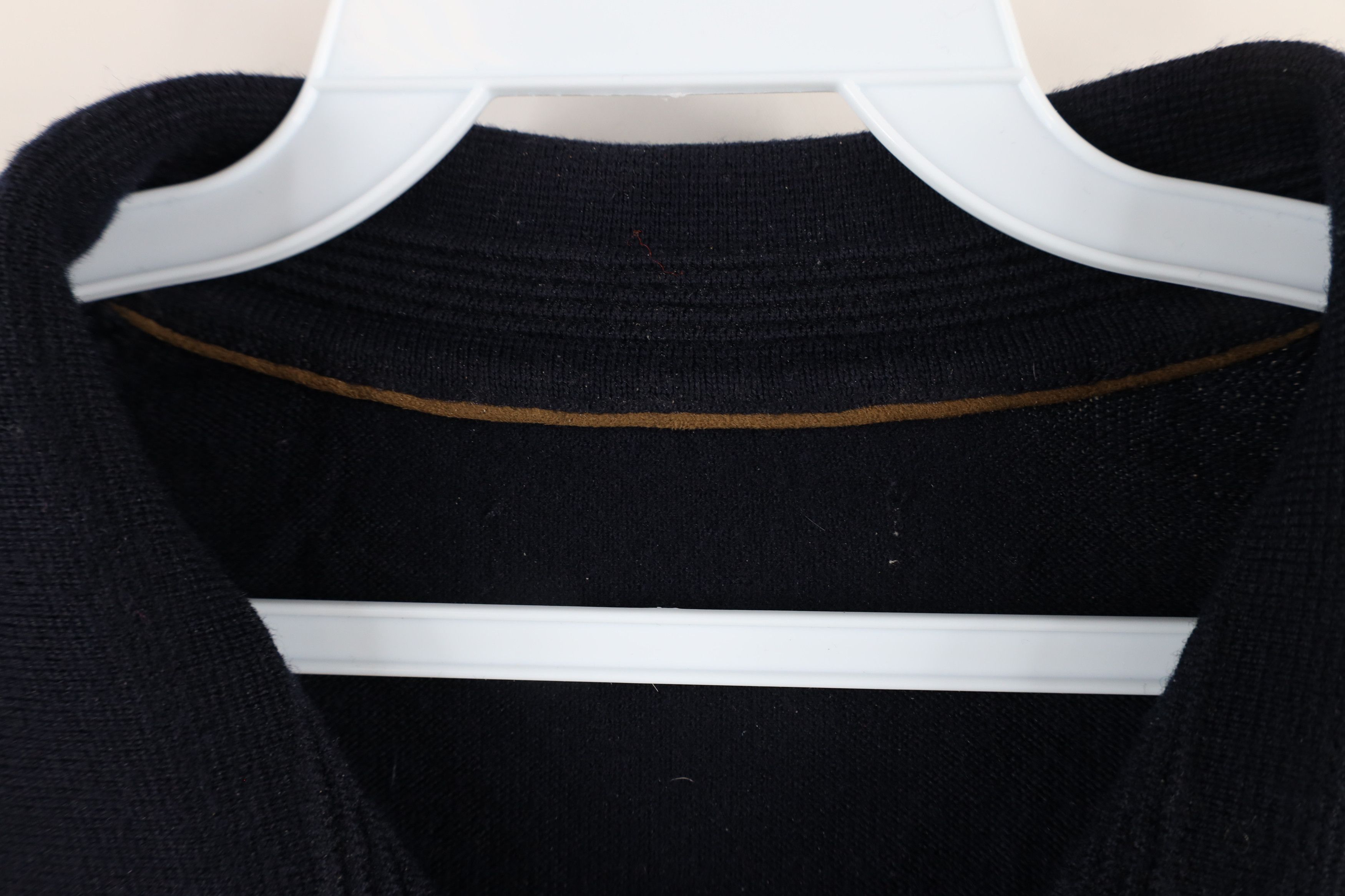 Vintage Vintage 90s Streetwear Blank Wool Knit Collared Sweater Blue Size US XL / EU 56 / 4 - 4 Thumbnail