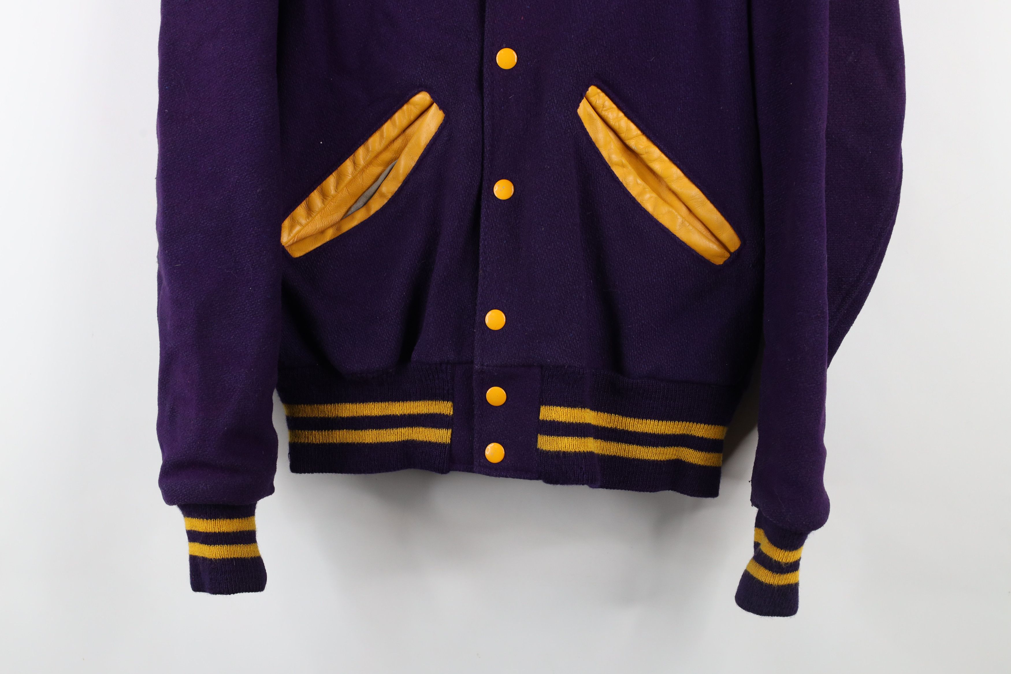 Vintage Vintage 80s Chainstitch Eagle Wool Leather Varsity Jacket Size US L / EU 52-54 / 3 - 3 Thumbnail