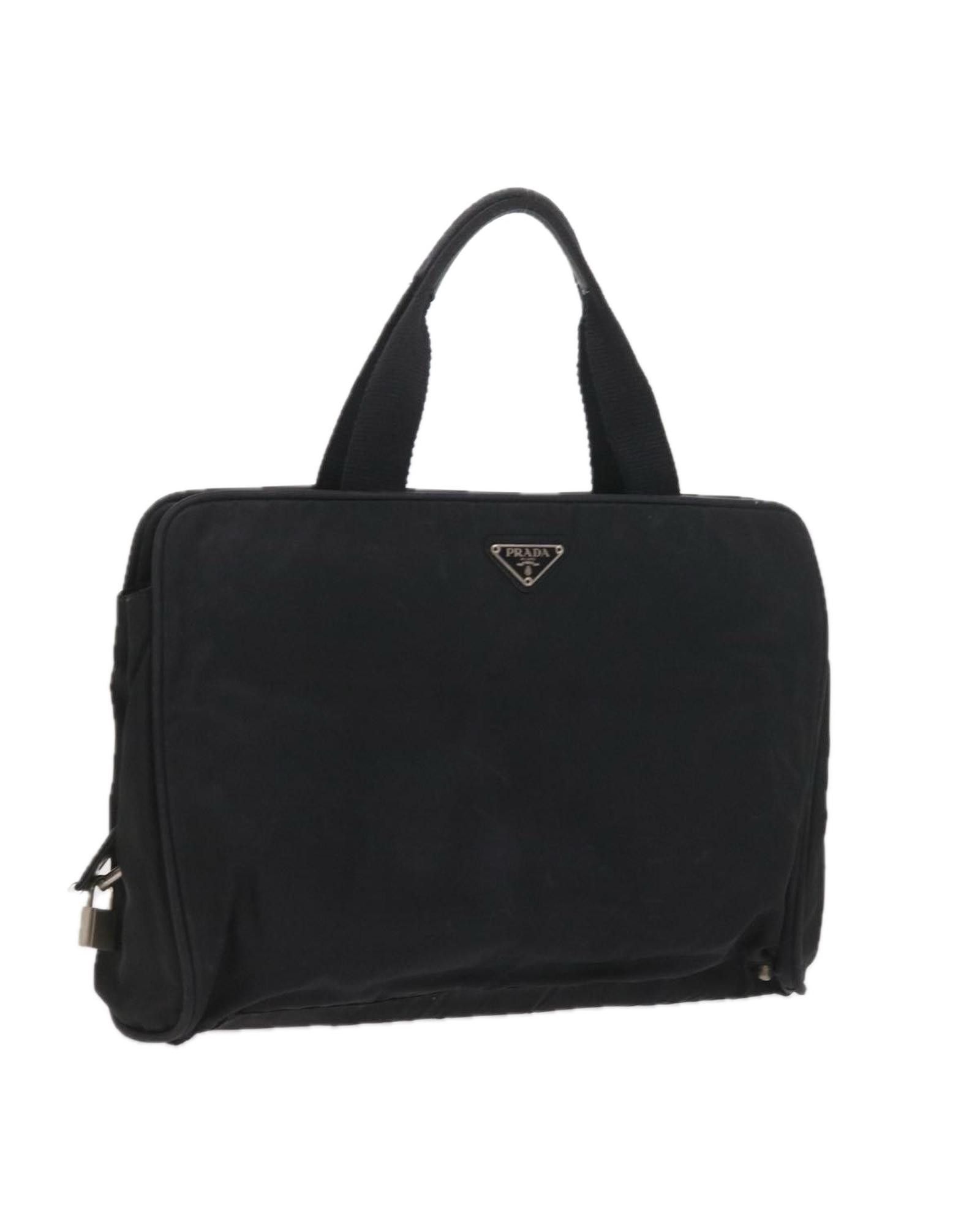 image of Prada Black Nylon Hand Bag With Padlock - Authentic, Women's