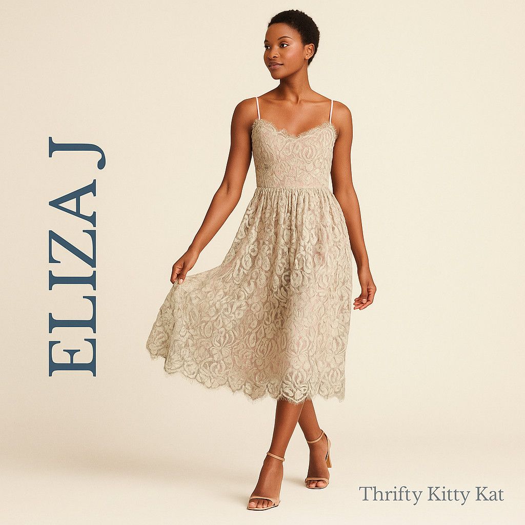 Other Eliza J Lace Overlay Floral Midi Dress Eyelash Trim Blush 6 Size M / US 6-8 / IT 42-44 - 1 Thumbnail