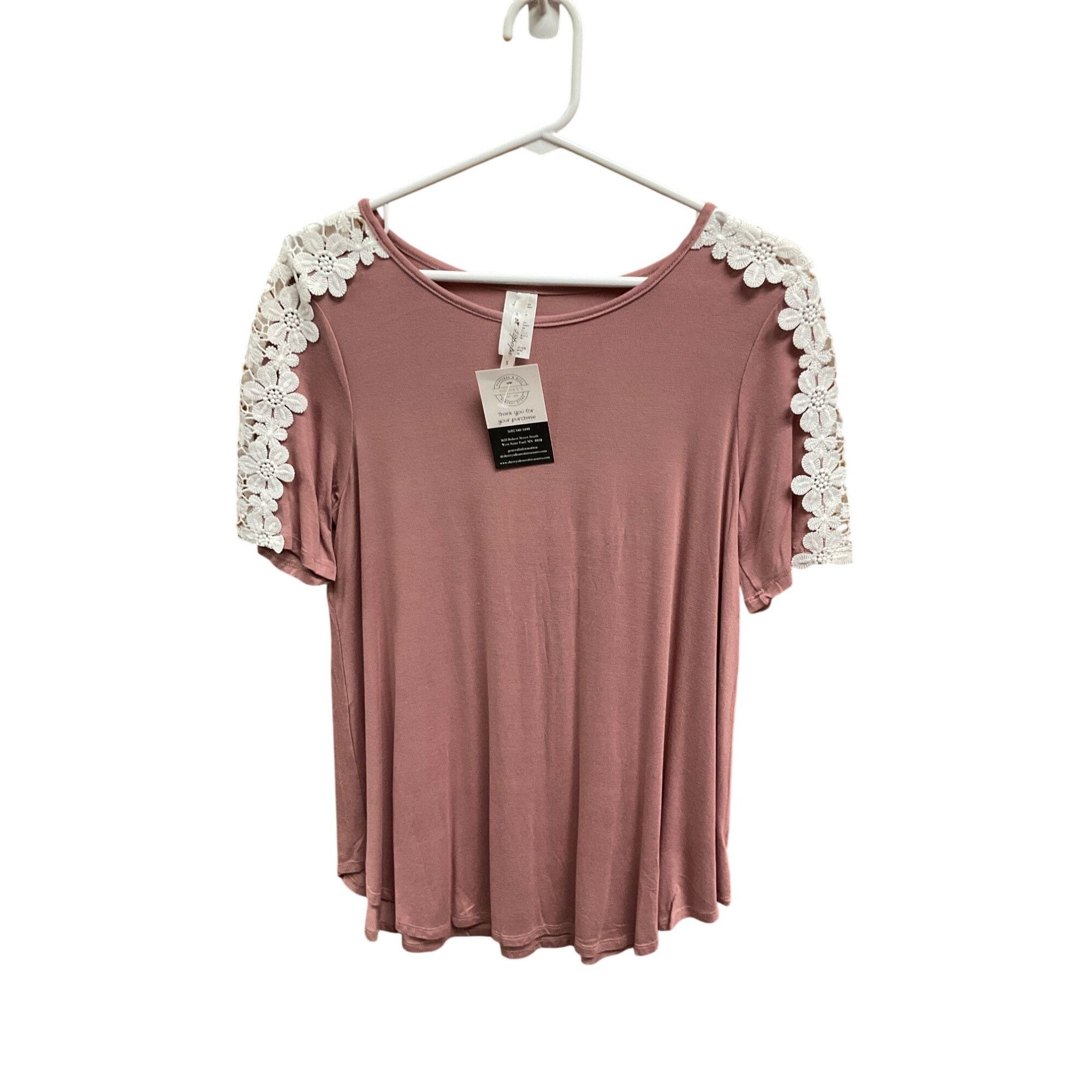 Other 42 Pops Womens Short Sleeve Top With Lace Detail Size S Mauv Size S / US 4 / IT 40 - 1 Thumbnail