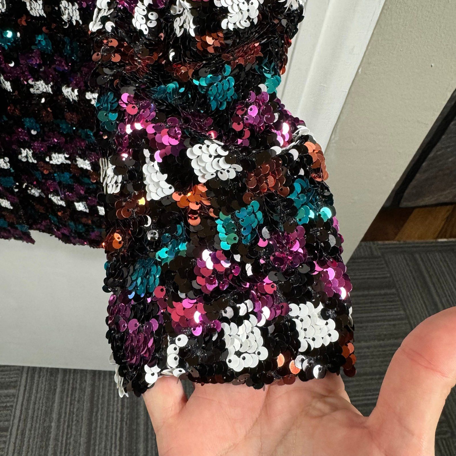 River Island River Island Black Check Sequin Blazer Dress cocktail NYE Size XS / US 0-2 / IT 36-38 - 7 Thumbnail