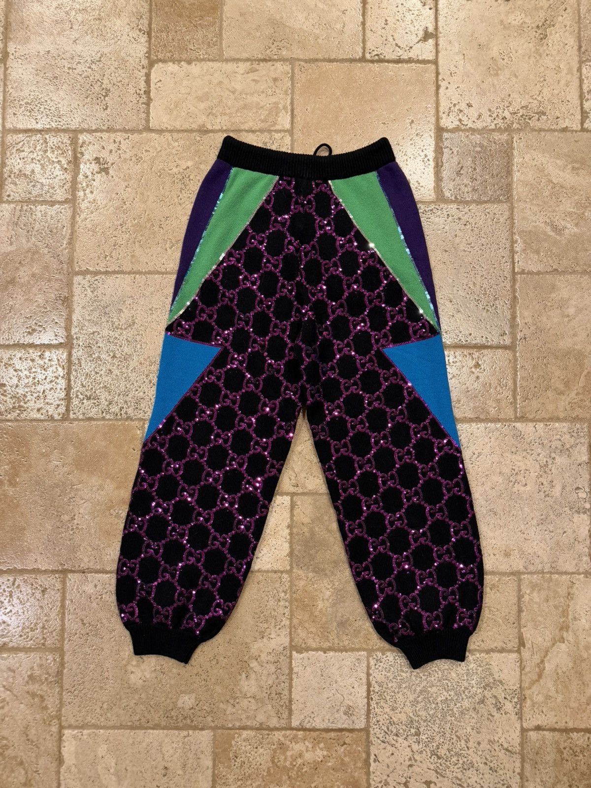 Gucci Gucci GG Sequin Monogram Purple / Black Wool Rib Knit Pants Size 30" / US 8 / IT 44 - 12 Thumbnail