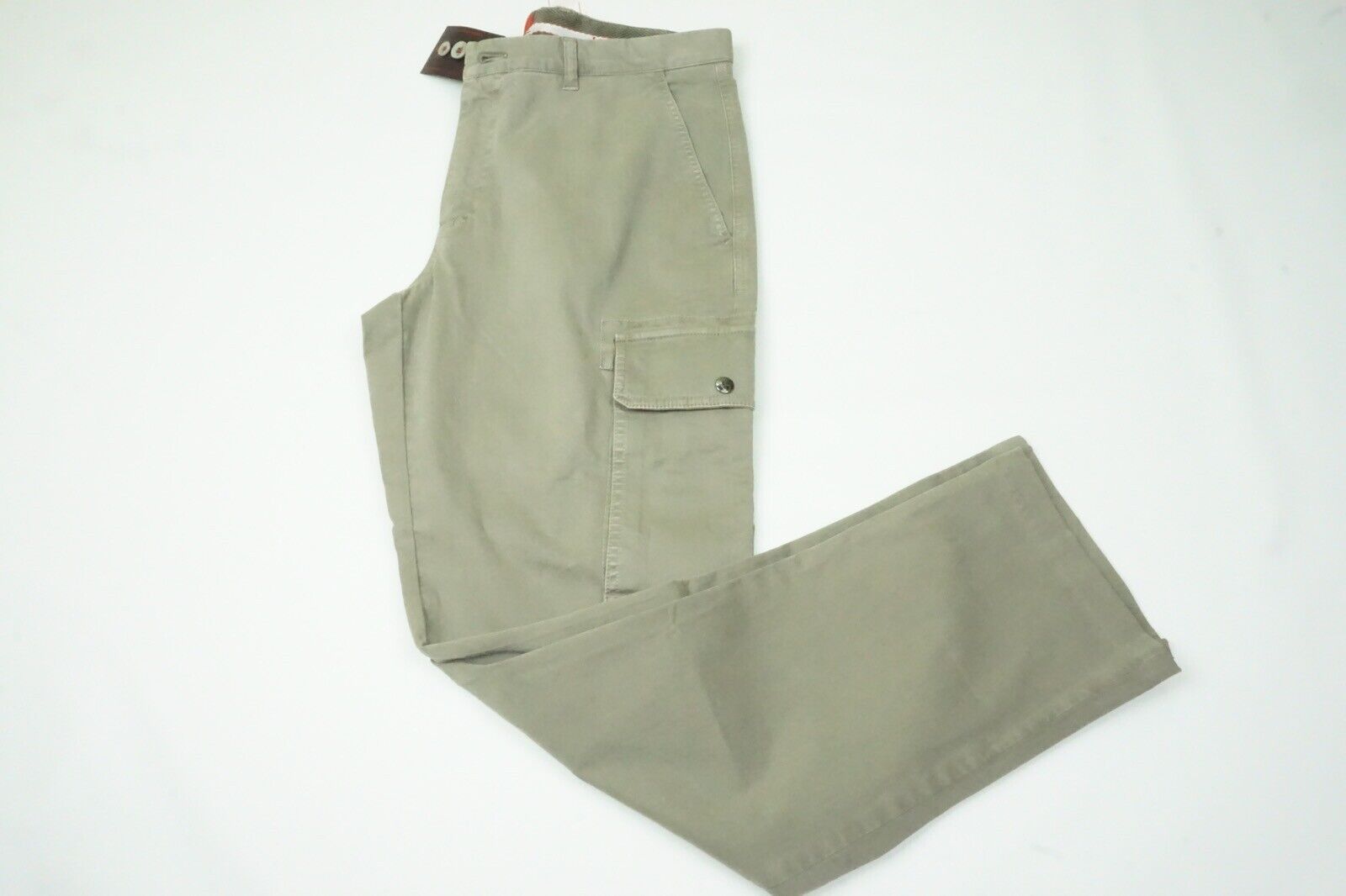 image of Isaia Tinto Slim Light Olive Cargo Cotton Blend Casual Chino in Green, Men's (Size 32)