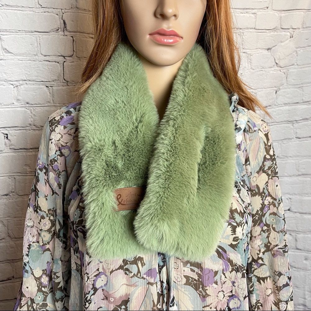 Other Green Fur Collar Scarf Neck Shrug Size ONE SIZE - 9 Thumbnail