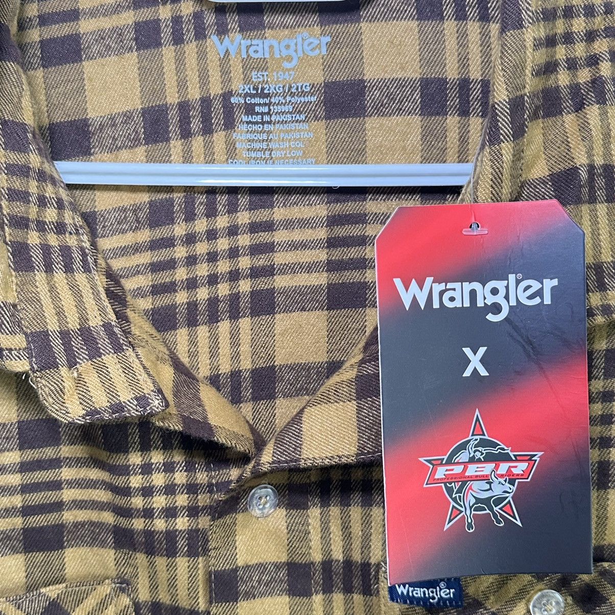 Wrangler Wrangler PBR Brown Plaid Western Button Down Shirt Men’s 2XL Size US XXL / EU 58 / 5 - 3 Thumbnail
