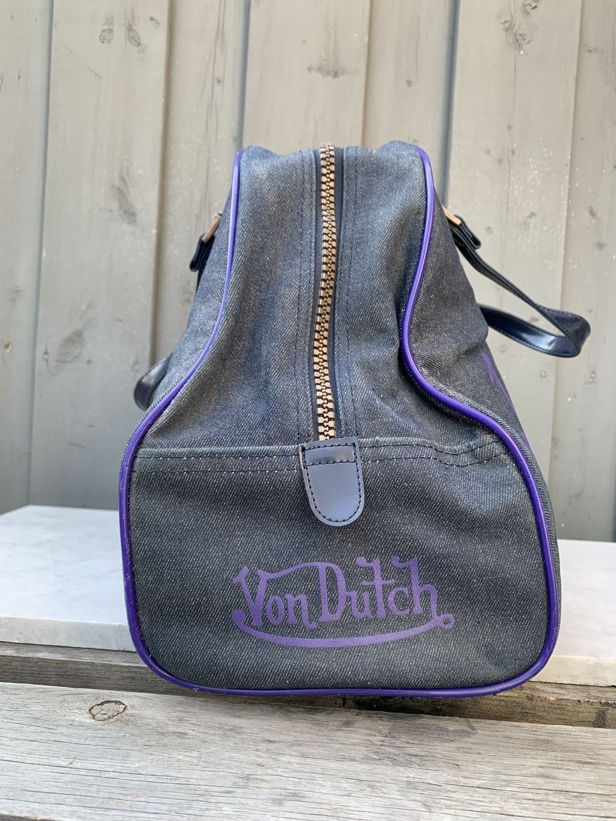 Vintage × Von Dutch Vintage Von Dutch Kustom Denim Bag Bowling Duffle Purse Tote Size ONE SIZE - 3 Thumbnail