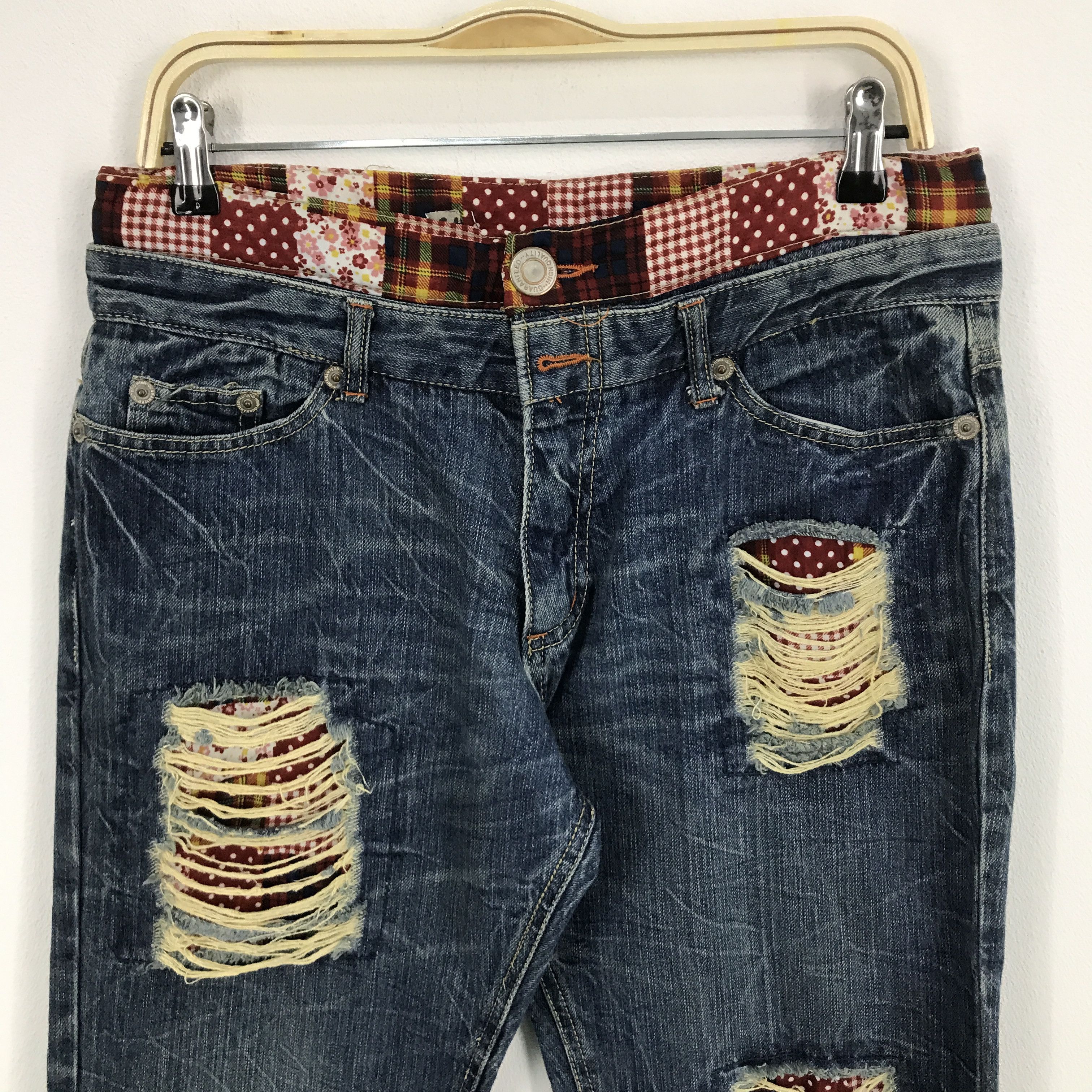 Japanese Brand Double waist Japanese brand patchwork jean Size US 32 / EU 48 - 2 Thumbnail