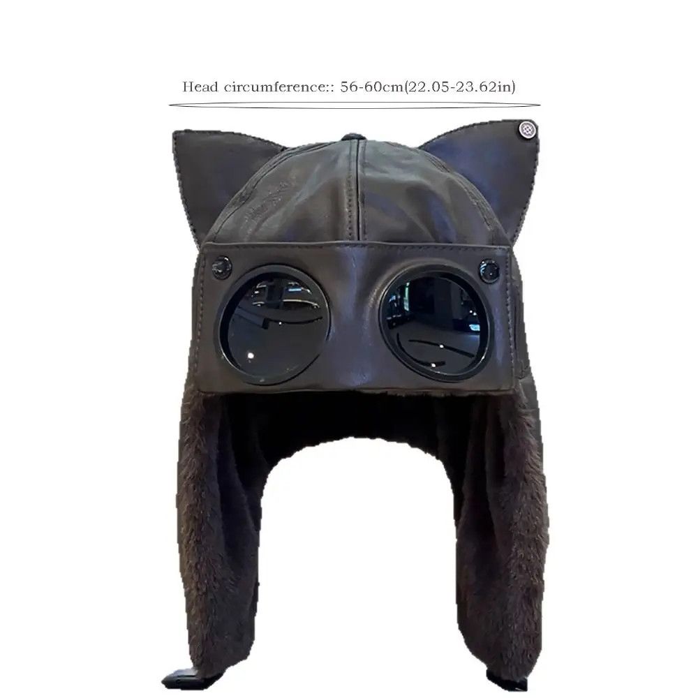 Other Retro Bomber PU Leather Fluff Pilot Hat Size ONE SIZE - 3 Thumbnail