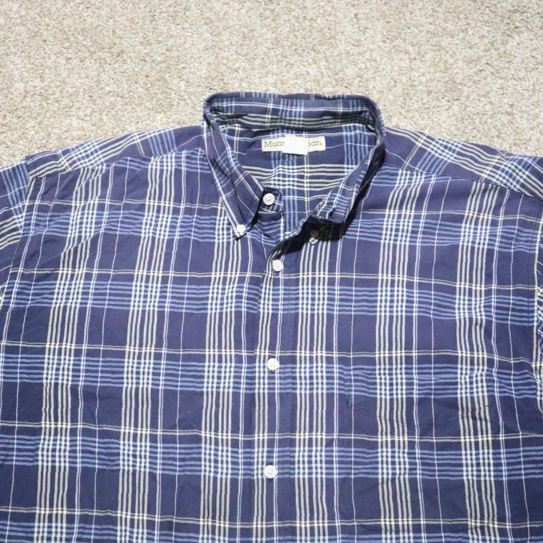 Original Penguin Original Penguin Munsingwear Shirt Button-Up 2XL Blue Plaid Adult Men Size XXL Size US XXL / EU 58 / 5 - 2 Thumbnail
