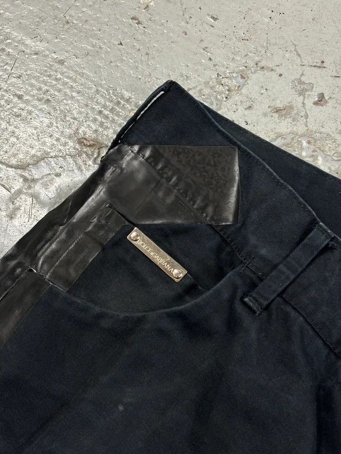 Dolce & Gabbana 2010s Dolce & Gabbana Black Glossy Leather Trim Slim Jeans Size US 32 / EU 48 - 10 Thumbnail