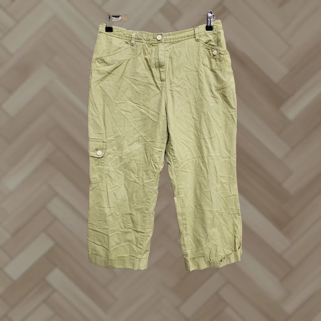 J. Jill J. Jill Capri Pants Women 8P Petite Solid Olive Twill Cotton Capris Casual Slim Breathable Texture Front Button Modern Fashion Womens Size 30" / US 8 / IT 44 - 1 Thumbnail
