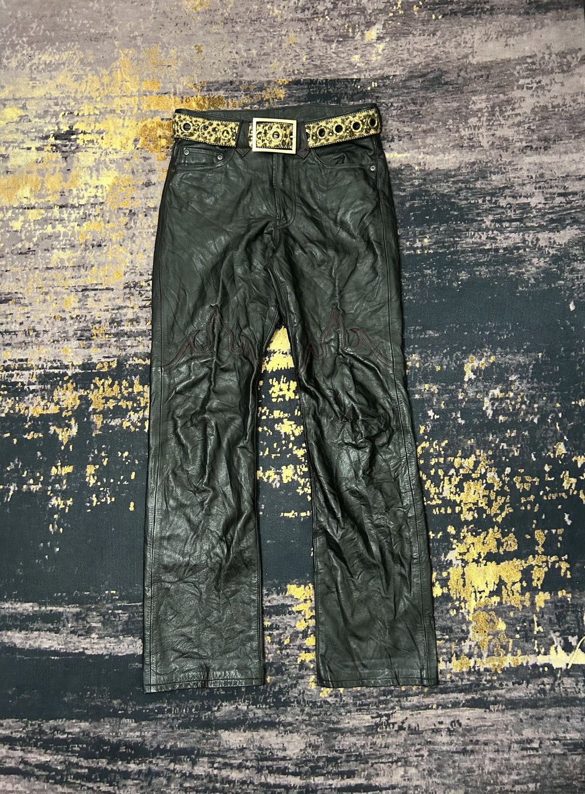 Takeo Kikuchi Takeo Kikuchi Fleur Leather Pants Size US 30 / EU 46 - 1 Thumbnail