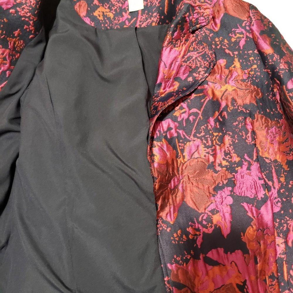 Chicos CT819 Chico's Tapestry Mid-thigh Fuchsia & Black Blazer Size XL / US 12-14 / IT 48-50 - 8 Thumbnail