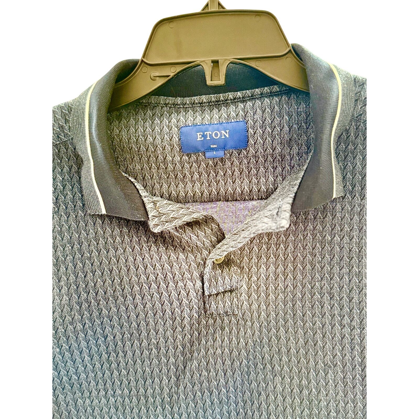 Eton Eton Textured Knit Longsleeve Cotton Polo - Navy - Size L Size US L / EU 52-54 / 3 - 2 Thumbnail