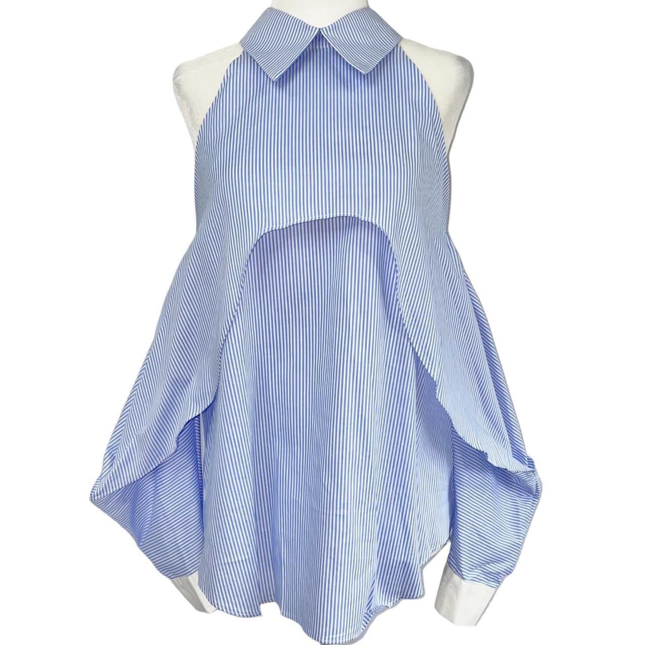 Central Park West Central Park West Striped Fold Over Cold Shoulder Shirt Size S / US 4 / IT 40 - 1 Thumbnail