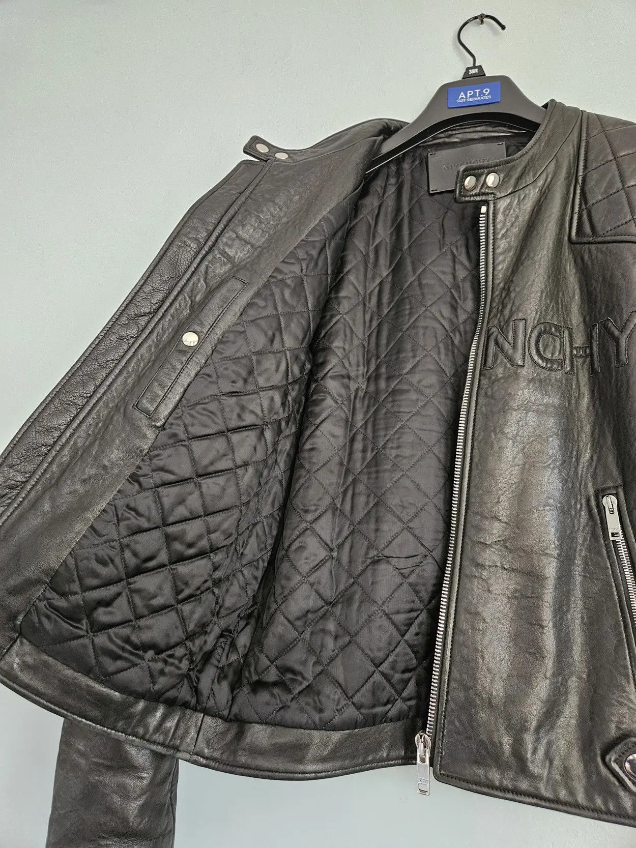 Givenchy Black Lambskin Quilted Zip Up Leather Moto Jacket Size US L / EU 52-54 / 3 - 10 Thumbnail