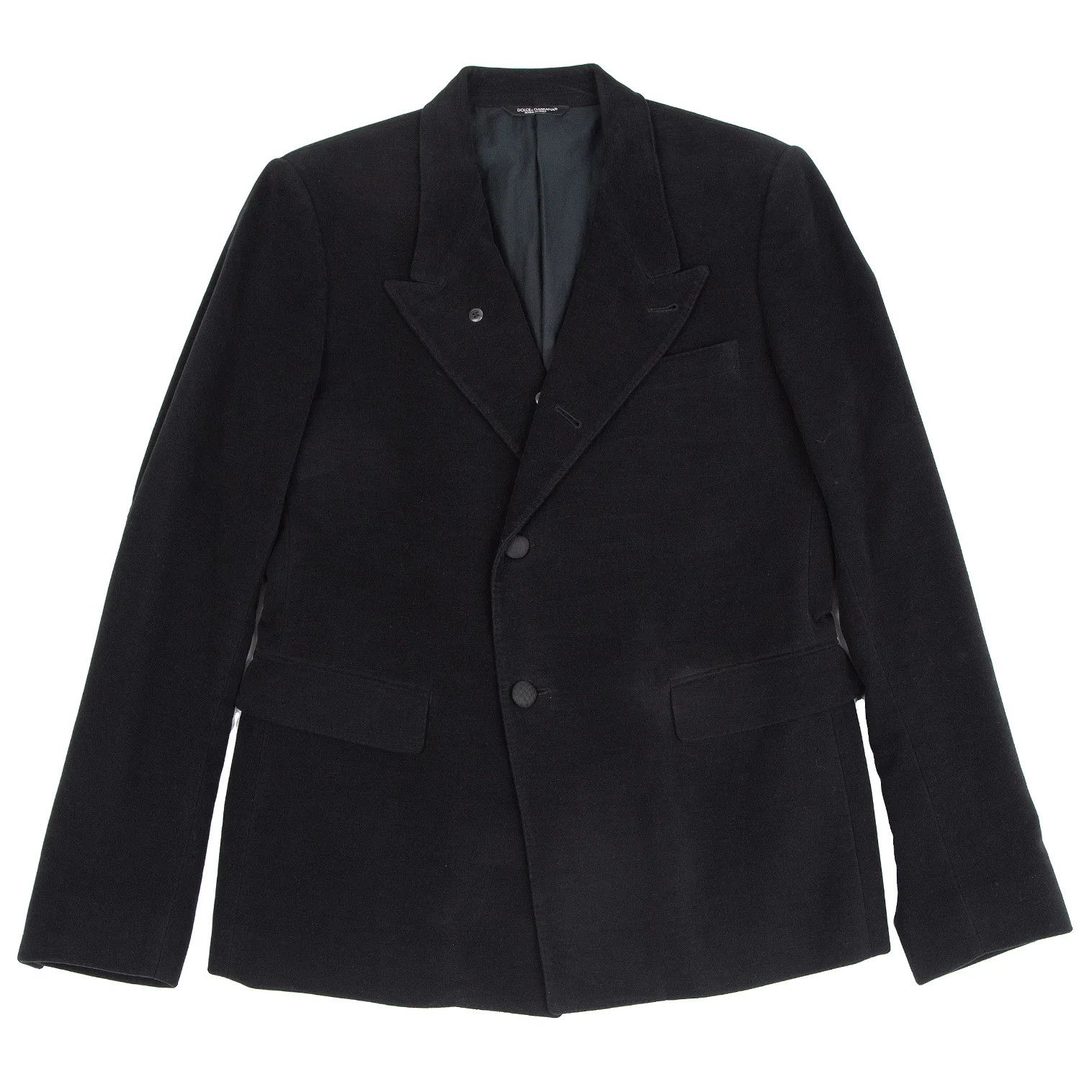 Dolce & Gabbana Cotton Peach Skin Peak Lapel Jacket in Black Size 50 Size US M / EU 48-50 / 2 - 1 Thumbnail