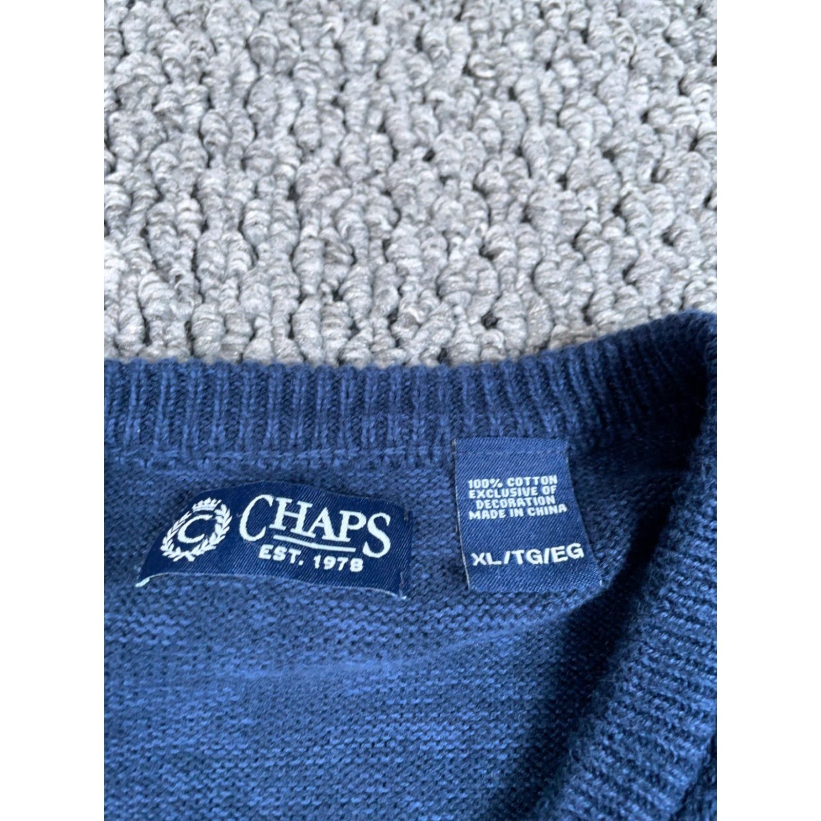Chaps Chaps Vest Sweater Adult XL Dark Blue Aztec Geometric Pattern V-Neck Cotton Knit Size US XL / EU 56 / 4 - 3 Thumbnail
