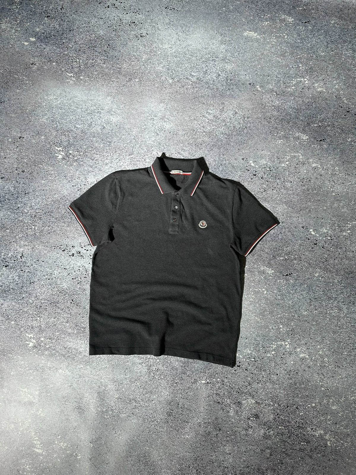 image of Moncler Polo T Shirt Maglia Manica Corta in Grey, Men's (Size Large)