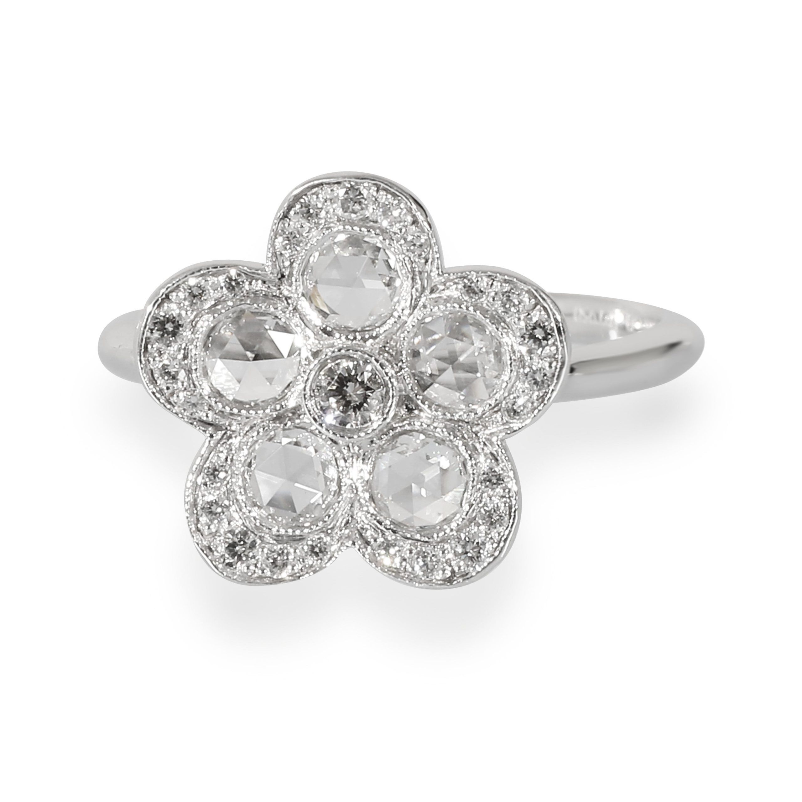 image of Tiffany Co Tiffany & Co. Enchant Diamond Flower Ring In Platinum 3.88 Ctw in Silver, Women's