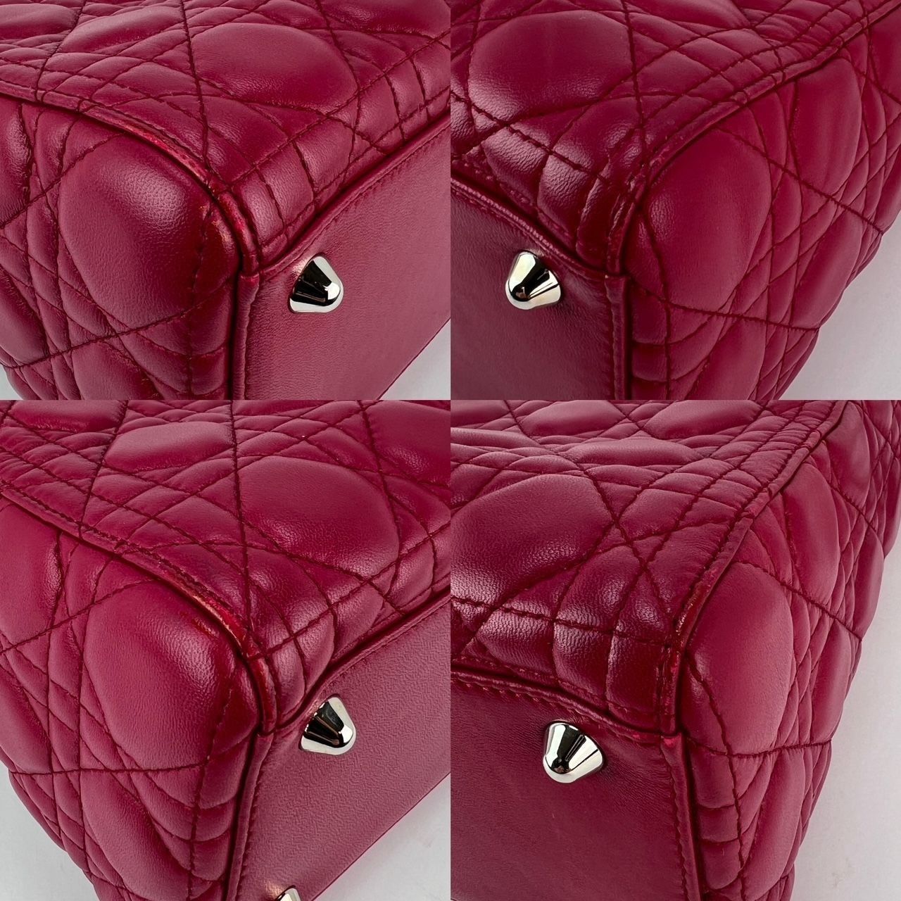 Dior Christian Dior Lambskin Cannage Large Red Lady Dior Shoulder Size ONE SIZE - 5 Thumbnail