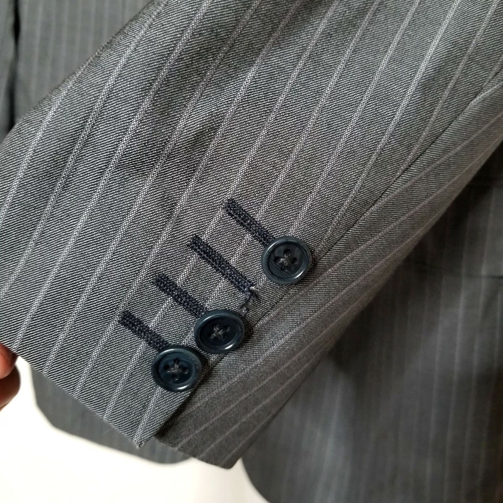Canali Canali Mens Suit Jacket Gray Pinstripe Wool 54L / 44L Blazer Sport Coat Two Button Size 54R - 5 Thumbnail