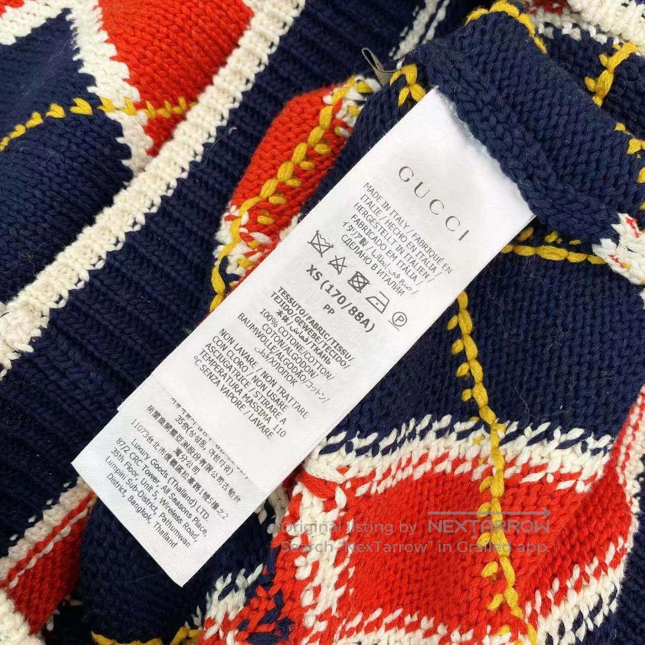 Gucci Guicci 23SS diamond plaid color-blocking round toe sweater Size XS / US 0-2 / IT 36-38 - 4 Thumbnail