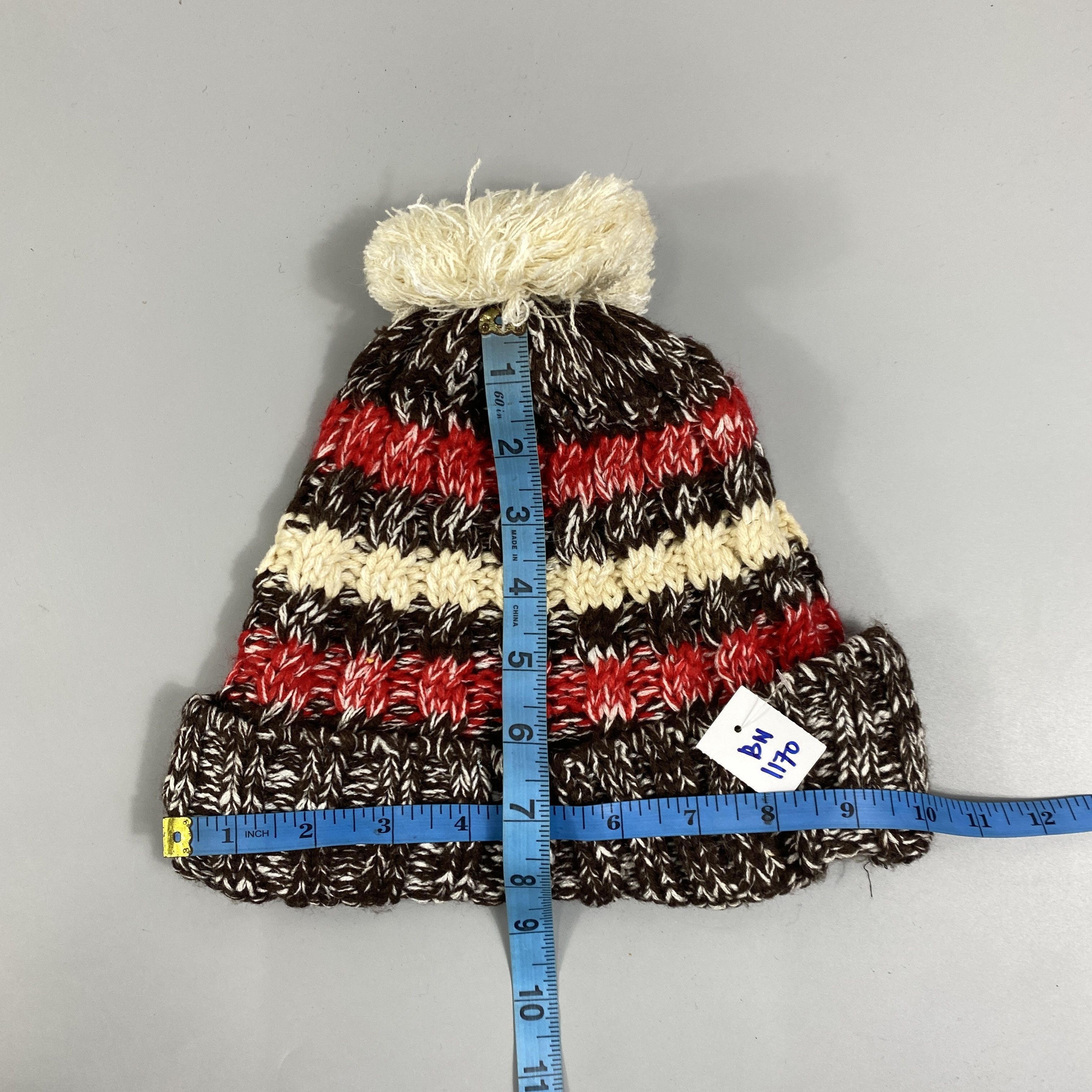 Japanese Brand Knitted Stripe Beanie Hats Pom Pom -BN1170 Size ONE SIZE - 5 Thumbnail