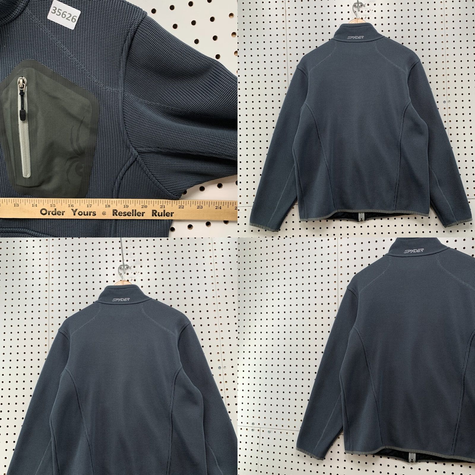 Spyder Spyder Jacket Mens Medium Gray Zip Waffle Knit Pocket 22x26.5 Size US M / EU 48-50 / 2 - 9 Thumbnail