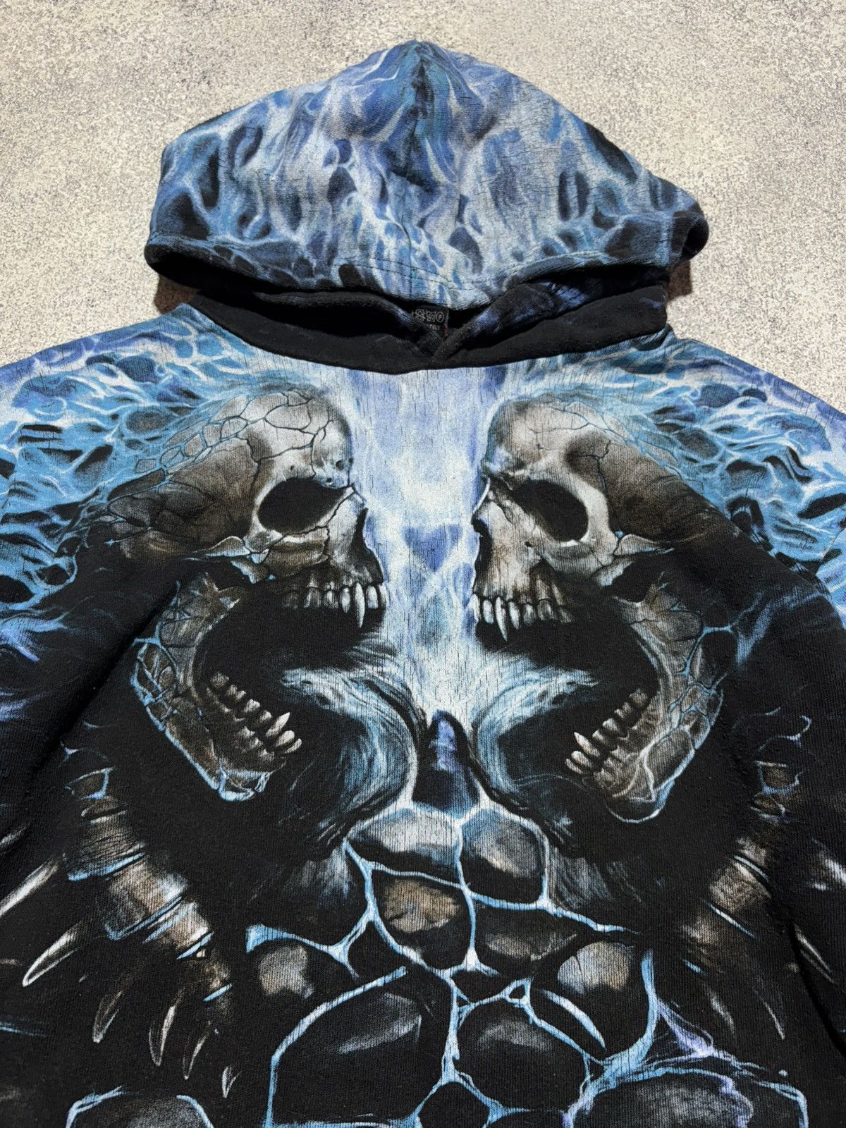 Japanese Brand × Vintage Vintage Skulls and Bones Flaming Spine All Over Print Hoodie Size US M / EU 48-50 / 2 - 4 Thumbnail