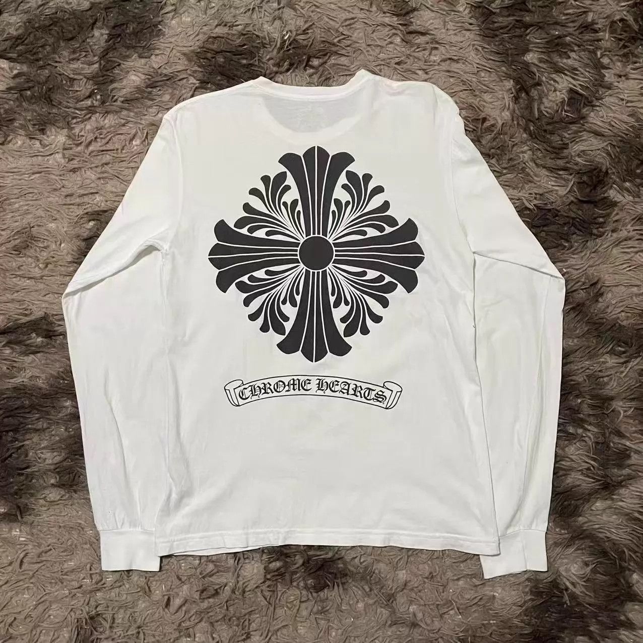 Chrome Hearts Chrome Hearts White Scroll Large Cross LS Sweatshirt M Size US M / EU 48-50 / 2 - 2 Thumbnail