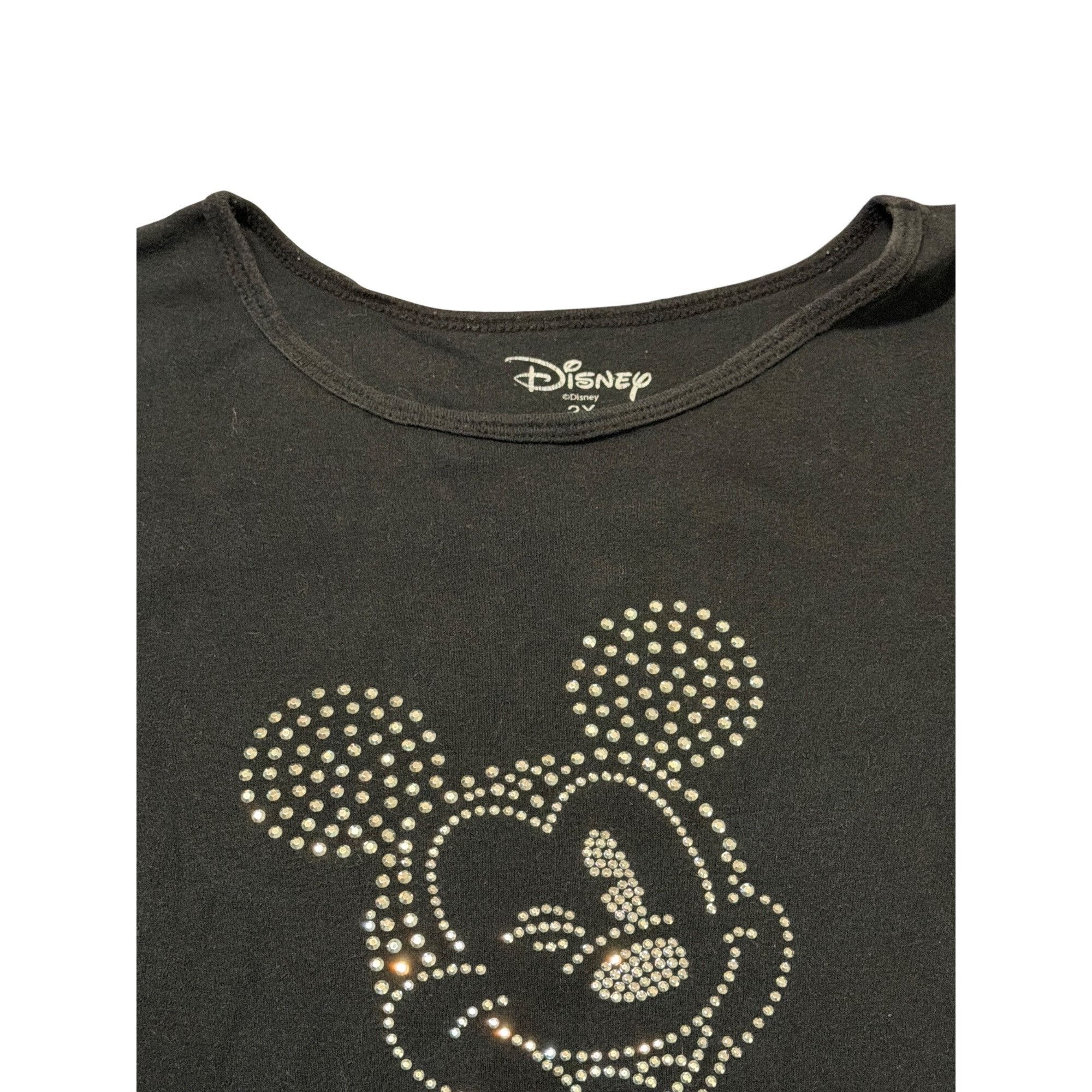 Disney Vintage Y2K Disney Mickey Mouse Black Rhinestone Shirt Wink Size XXL / US 16-18 / IT 52-54 - 3 Thumbnail