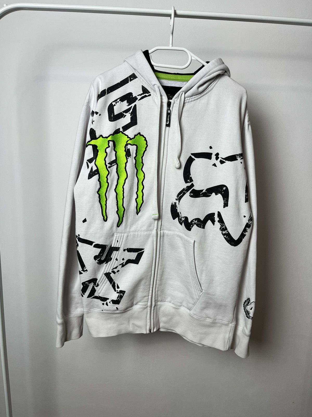 Fox Fox Racing Rare Rare White Y2K Monster Energy Fox Racing Zip Hoodie Grailed