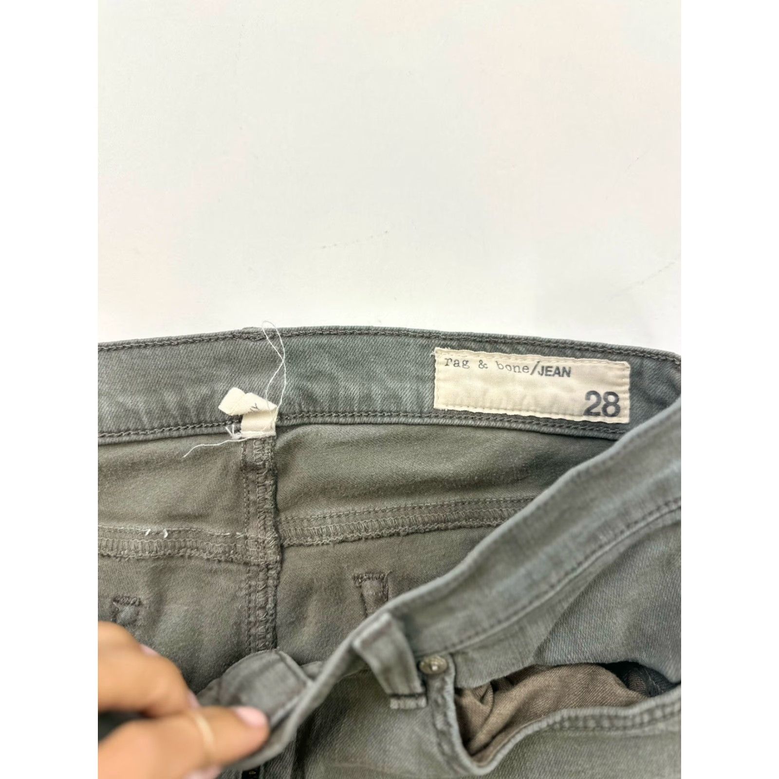 Rag & Bone rag & bone Jeans 28 Green Grey Skinny Womens Regular 29in Inseam Distressed Button Zipper Solid Size 28" / US 6 / IT 42 - 3 Thumbnail