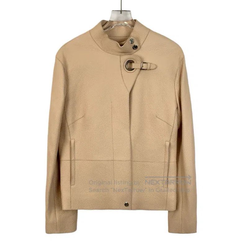Hermes Hermes Apricot Ring Buckle Leather Jacket Zip-Up Coat Size XS / US 0-2 / IT 36-38 - 1 Thumbnail