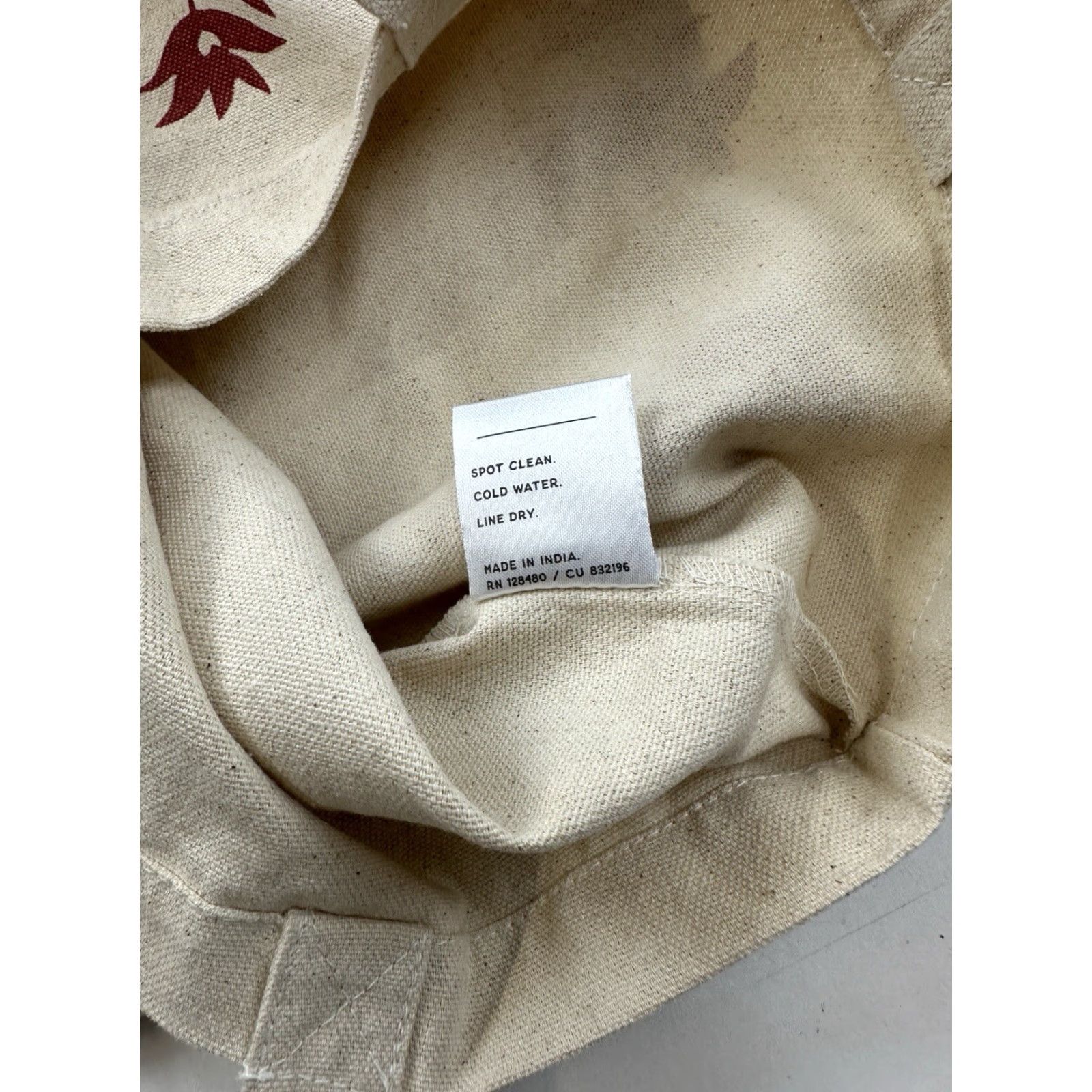 Vintage Pact Organic Tote Bag Floral Canvas Beige Women Tote Bag with Floral Pattern Canvas Exterior Size ONE SIZE - 8 Thumbnail
