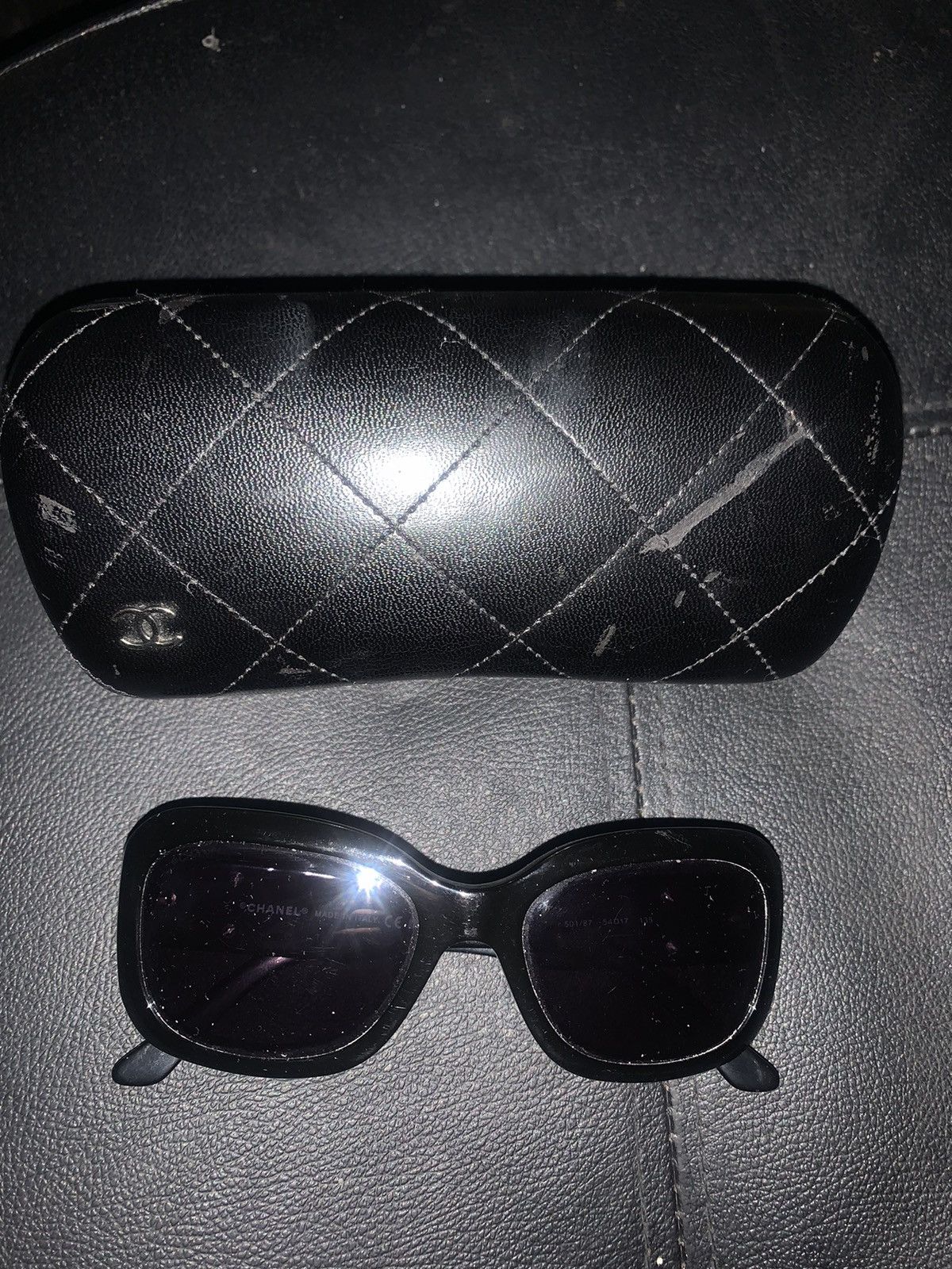 image of Chanel Studded C Sunglasses in Black, Women's