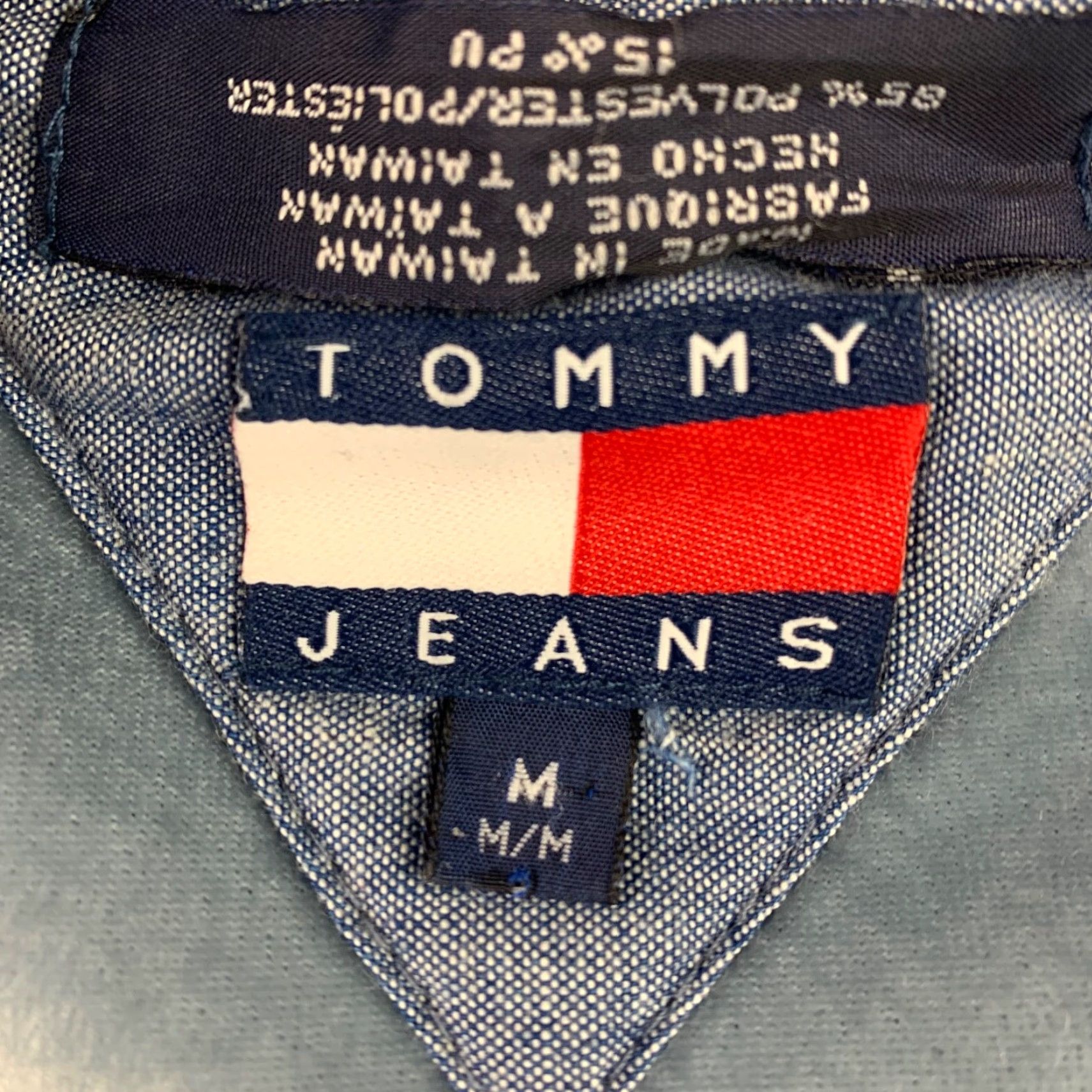 Tommy Hilfiger VTG Tommy Hilfiger Jeans Men’s Fleece Cargo Jacket Hooded Full Zip Blue Medium Size US 31 - 3 Thumbnail