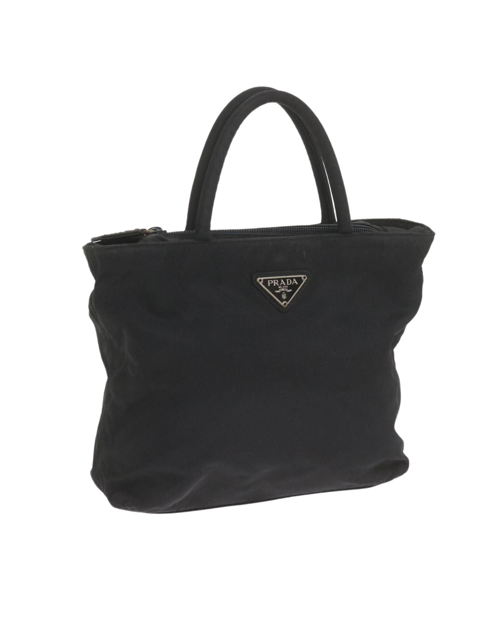 image of Prada Black Nylon Practical Handbag With Metal Fittings, Women's