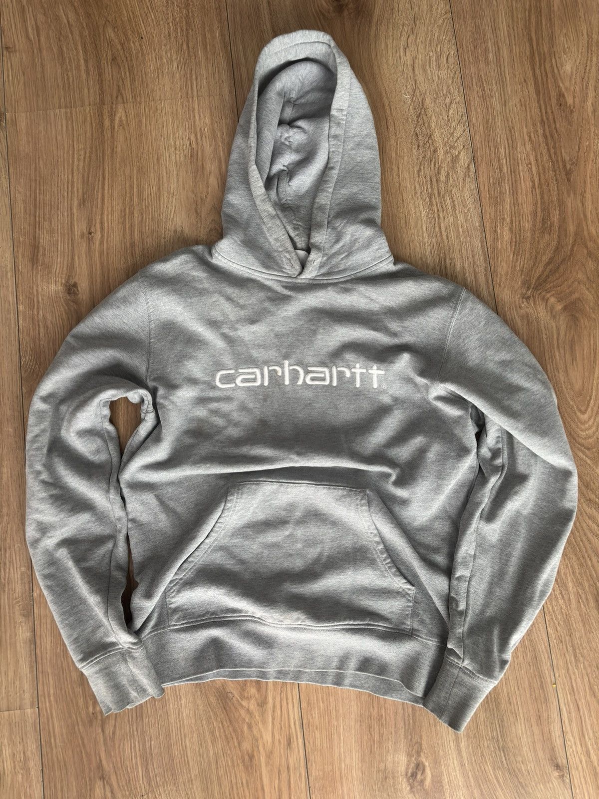 Carhartt Carhartt WIP Grey Logo Hoodie Pullover Sweatshirt Size US S / EU 44-46 / 1 - 1 Thumbnail