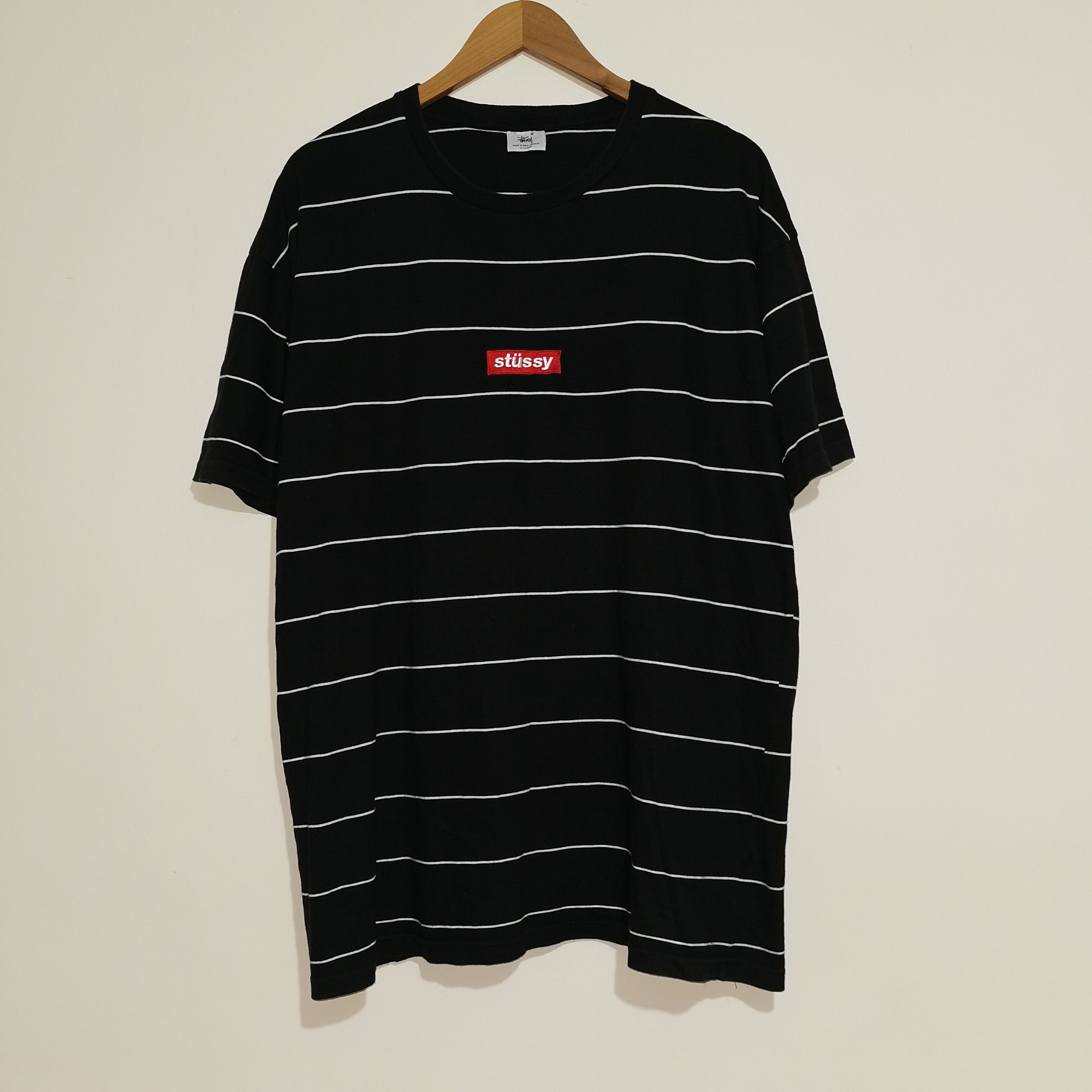 Stussy Rare Stussy Box Stripe Embroidery Logo Shirt Size US XL / EU 56 / 4 - 1 Thumbnail