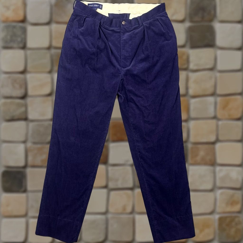 Polo Ralph Lauren Polo Ralph Lauren 90s Corduroy Chino Pants Men 36x34 - Golf Crest Wale VTG - Sale (Blue - 90s) Size US M / EU 48-50 / 2 - 1 Thumbnail